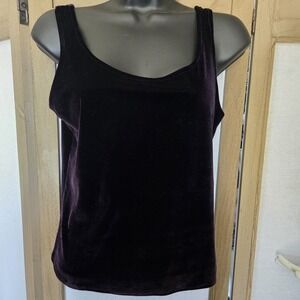 Vintage By Basement Purple Stretch Velvet Tank Top Shell Scoop Neck